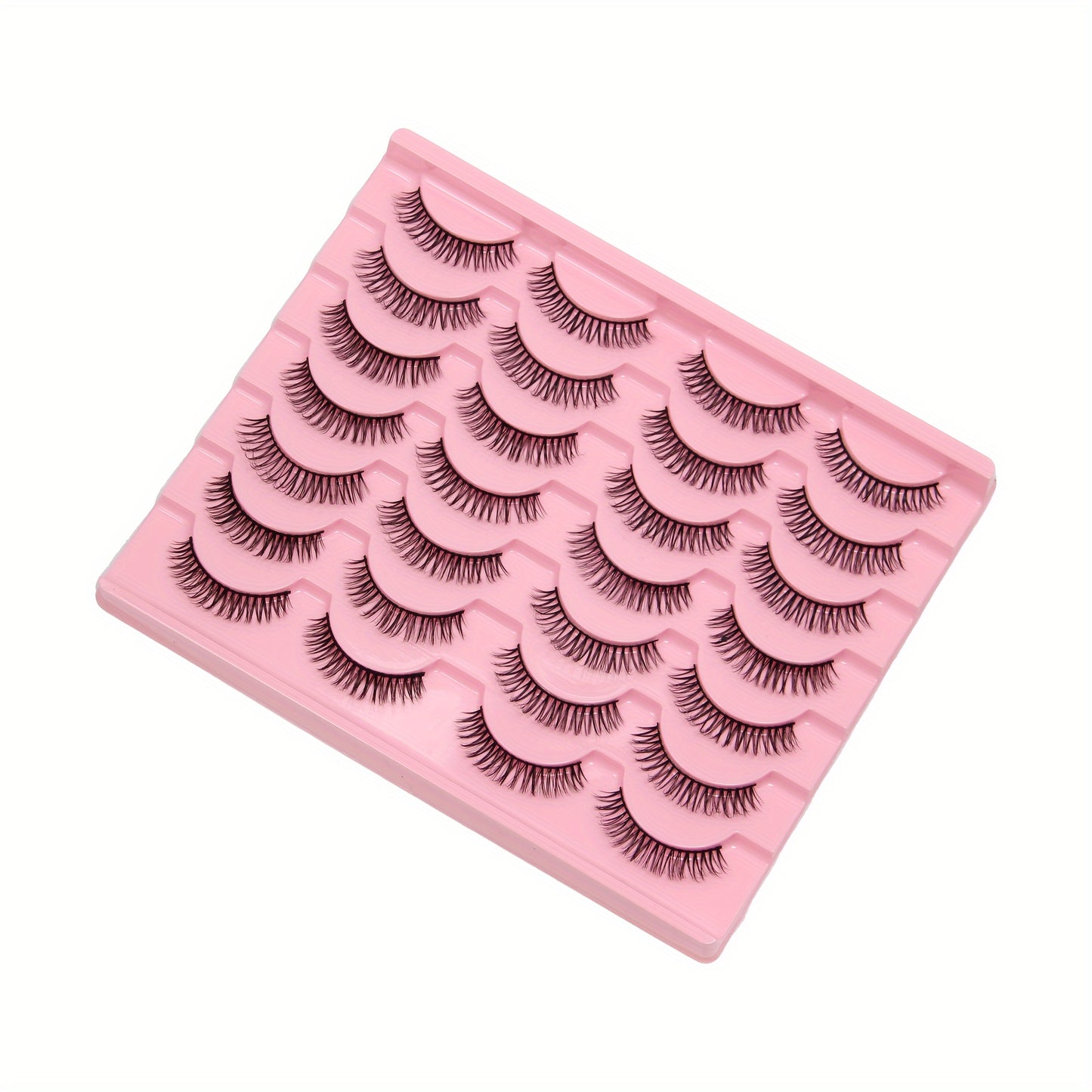 10/14/20 Pairs Natural Wispy Cat Eye Lashes, Crisscross Winged Design for Manga Eye Elongation, Clear Band, Eyelash Extension