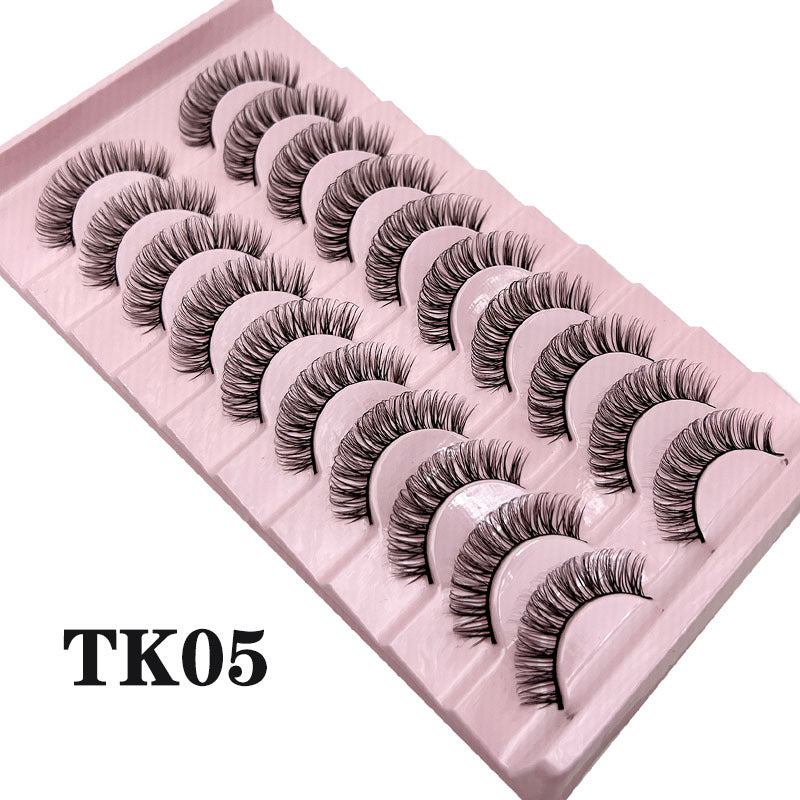 Classic Volume Eyelashes 10 Pairs Russian Strip Lashes Fluffy Faux Mink Lashes 3D False Eyelashes Dramatic Volume Curling Eyelashes Makeup