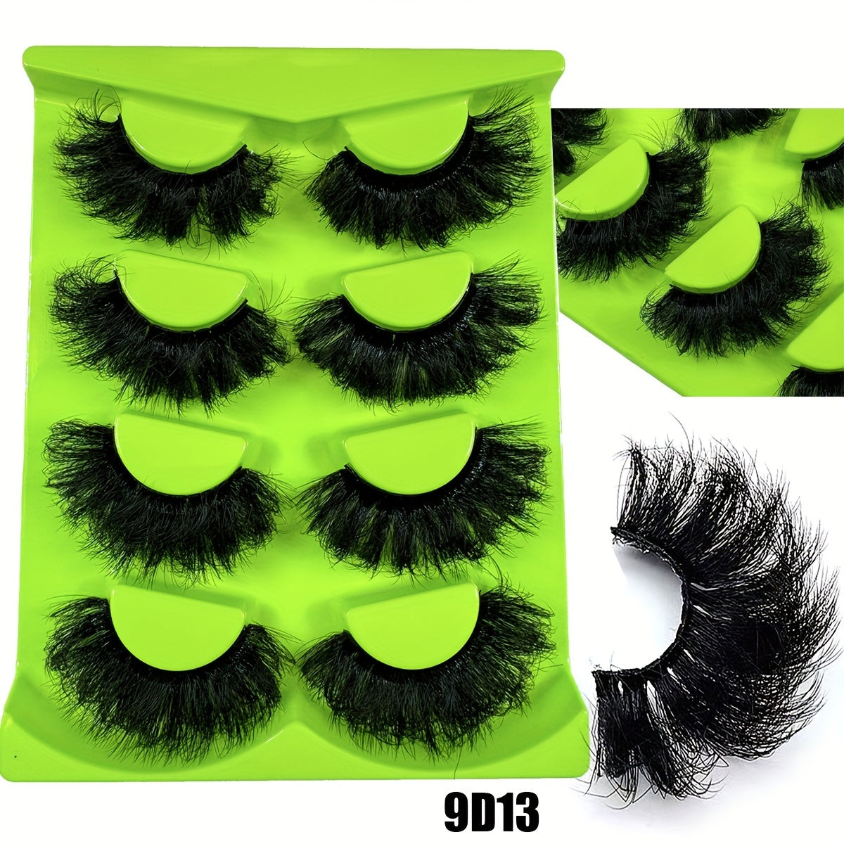 4 Pairs 9D Faux Mink Voluminous Lashes, Self-Adhesive, Reusable, Multi-Style Options