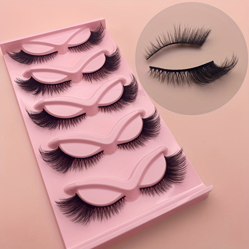 5 Pairs of Fox Eye Lashes, Winged Short Strip Lashes, Natural Cat Eye Effect, 3D Faux Mink, Lightweight and Breathable, Perfect for Daily Wear and Parties.