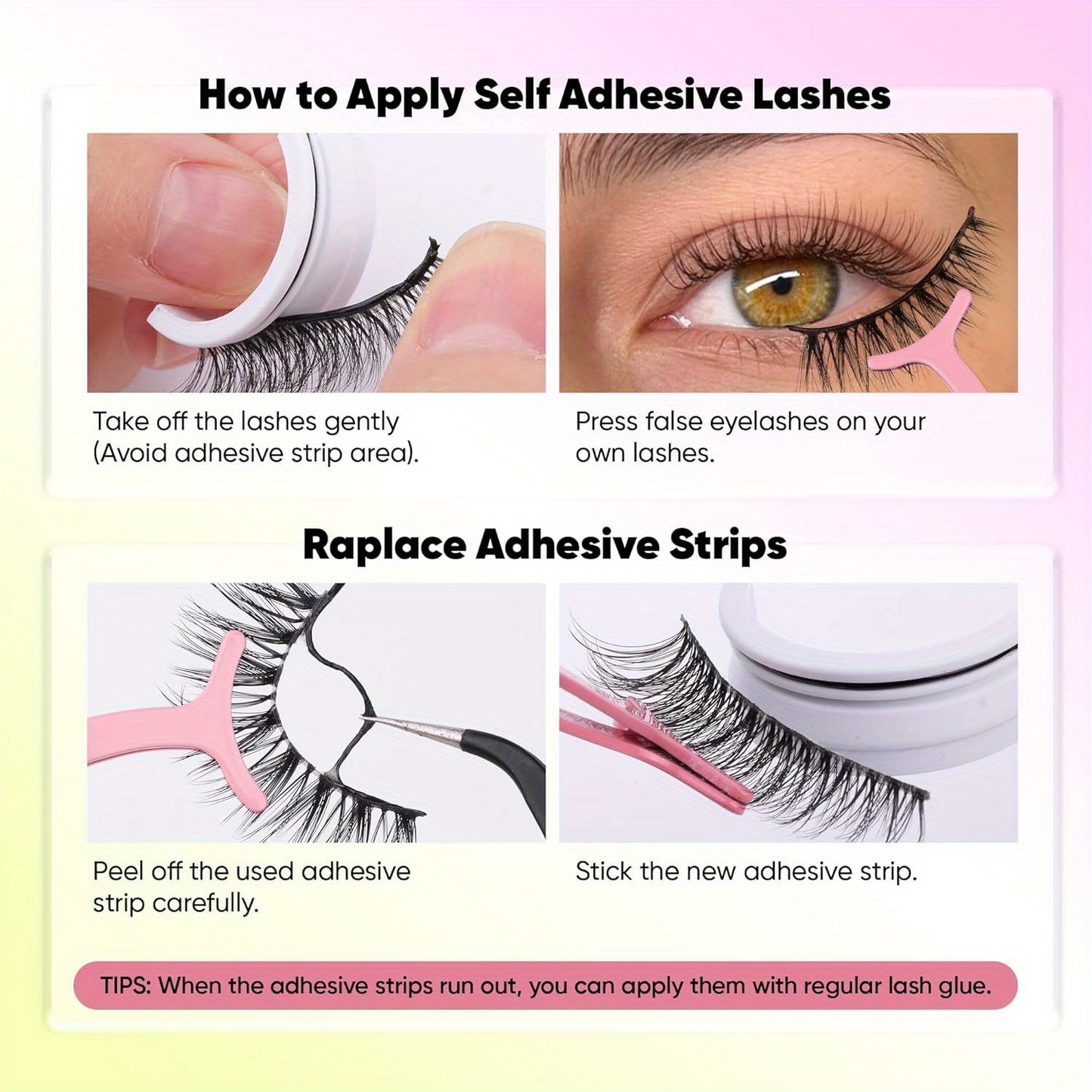 5 Pairs of Self-Adhesive Eyelashes in Various Styles - Natural Look, Wispy, Reusable Lightweight False Eyelashes, Pre-Glued, Beginner-Friendly.