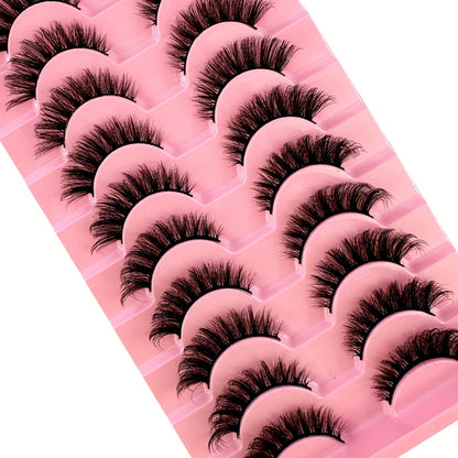 Classic Volume Eyelashes 10 Pairs Soft & Fluffy 3D Faux Mink False Eyelashes - Handmade Dense Volume for Natural Look, Reusable & Comfortable