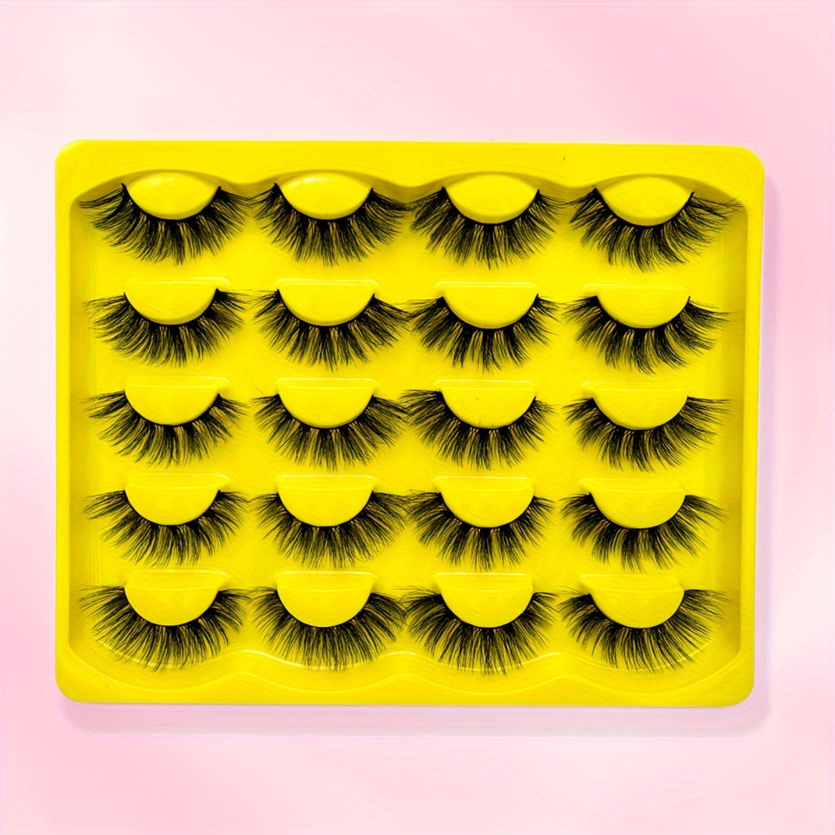 10 Pairs of Luxurious Wispy Natural Faux Mink Eyelashes - 3D Dramatic Volume, Fluffy & Long, Cat Eye Manga Style