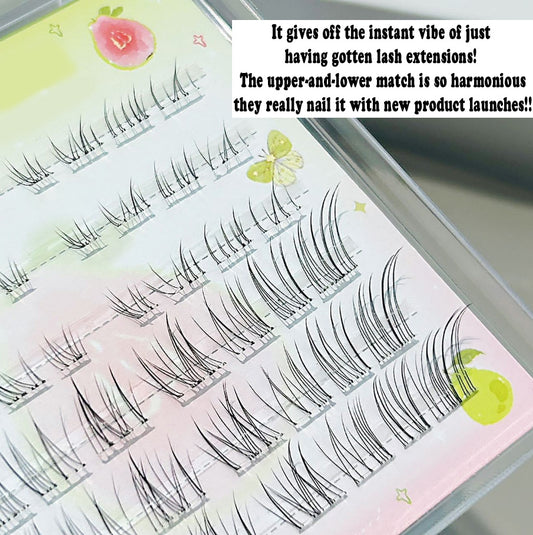Individual DIY lashes Born-with-It Fox-Style Segmented False Lashes - Upper &amp; Lower Lash Set, Naturally Curled, Self-Adhesive &amp; No Remover Needed, Realistic Eyelashes