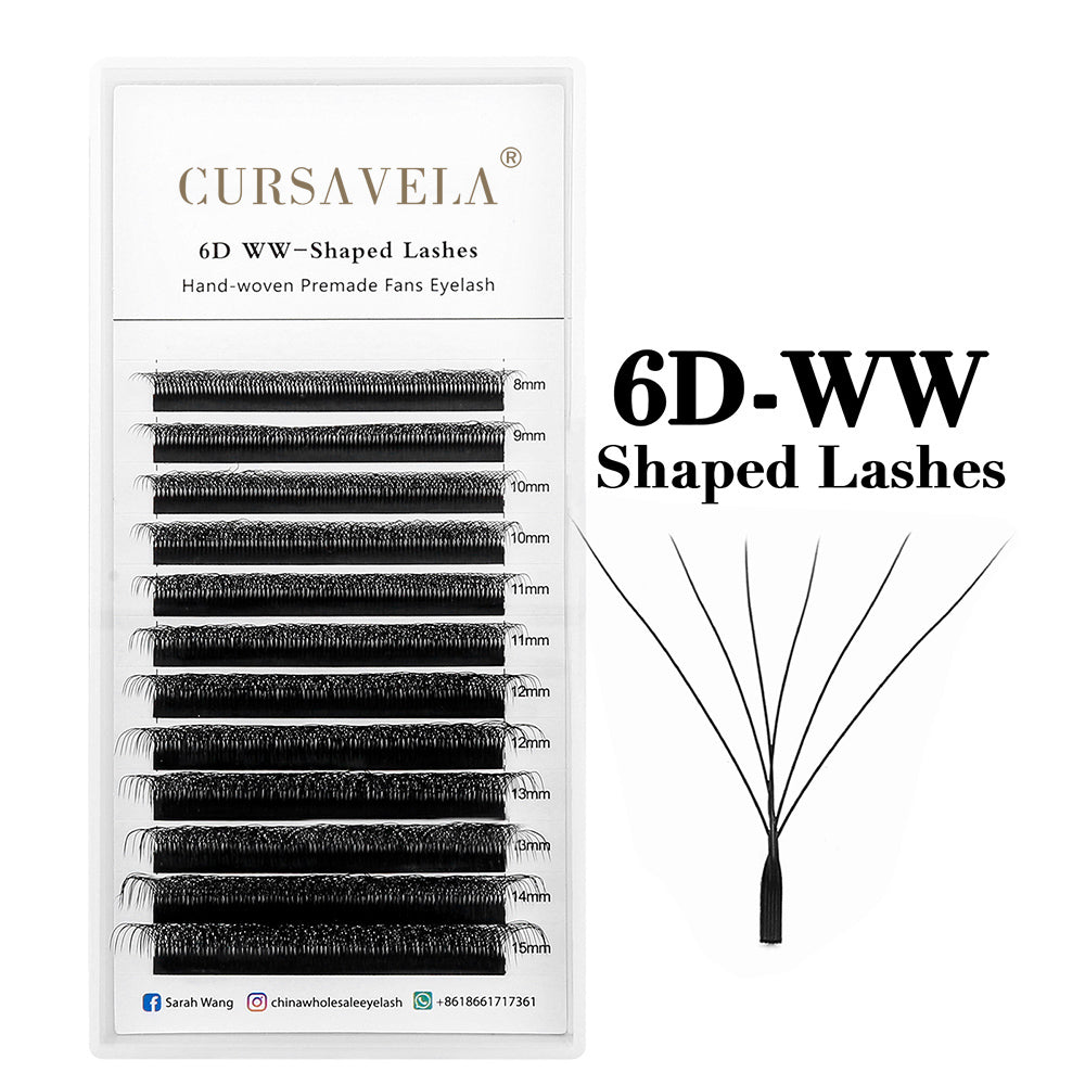 CURSAVELA W Pre-Made Eyelashes Premium Mink 3D,4D,5D,and 6D Pre-made False Eyelashes.W Shape for a Soft,Natural Look.