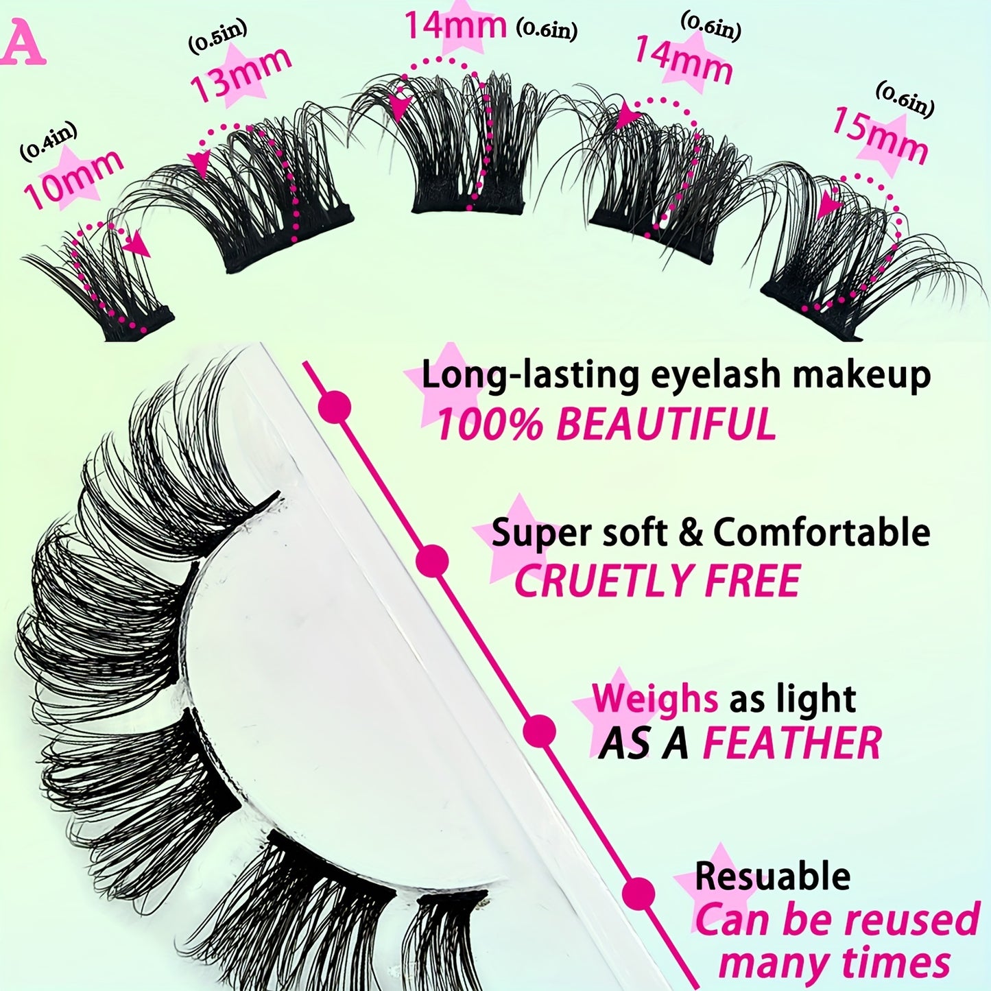 7 Pairs Eyelashes Cluster Cat Eye Curling Fluffy Thick Lashes - DIY Comfortable Sexy Faux Mink False Eyelashes