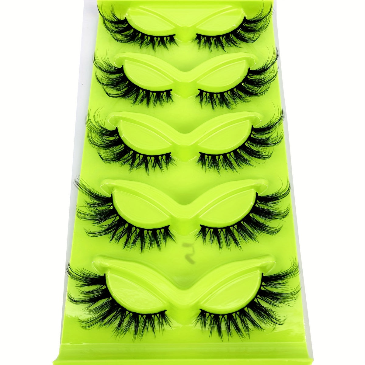 CURSAVELA 5 Pairs C Curl,D Curl Natural Fluffy 3D Faux Mink Cat Eye Short Cross False Eyelashes