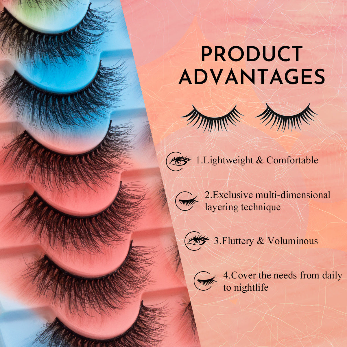 10 Pairs 3D Mink Eyelashes - Exquisitely Fluffy, Ultra Soft, Delicately Wispy, Utterly Natural, Stylish Cross Eyelash Extension, Highly Reusable, False Lashes Ideal for Makeup.