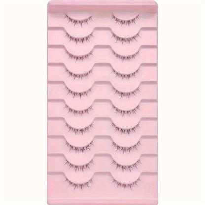 5/10 Pairs Flame Fairy Eyelashes – Manga Crossed, Extra Long, Full, Thick, Slender 3D Fake Lashes, Reusable, Natural Look with Transparent Stem for Party and Club.