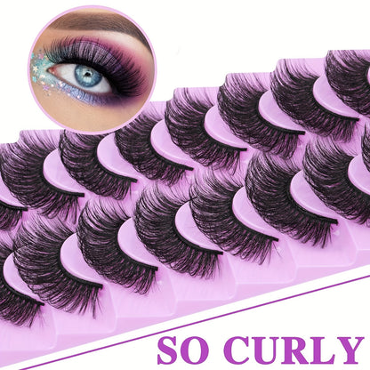 Classic Volume Eyelashes 9 Pairs of Luxurious Furry False Mink Lashes – 8D Dramatic Volume, 20mm Cat-Eye Style, Reusable & Fluffy