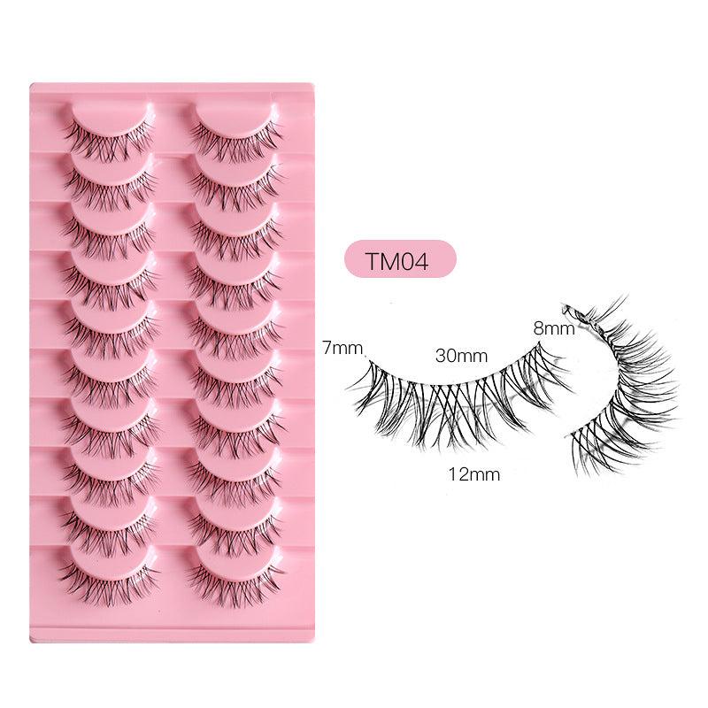 100PCS 10 Pairs Wholesale of Little Devil False Eyelashes with Naturally Tapered, Lightweight, Transparent Fishing Line Stems and Fairy Lashes