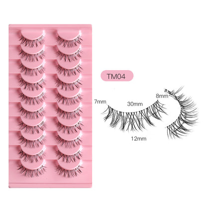 100PCS 10 Pairs Wholesale of Little Devil False Eyelashes with Naturally Tapered, Lightweight, Transparent Fishing Line Stems and Fairy Lashes