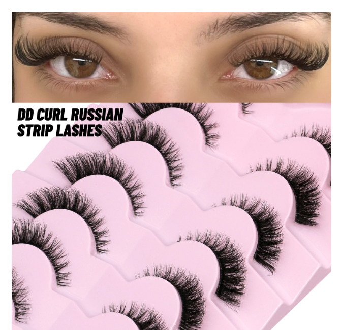 Cat Eye False Eyelashes – 5/7 Pairs Half Lashes, Fluffy Soft Invisible Band Mink Lashes