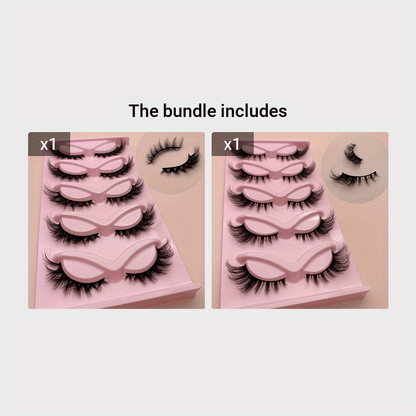 5 Pairs of Fox Eye Lashes, Winged Short Strip Lashes, Natural Cat Eye Effect, 3D Faux Mink, Lightweight and Breathable, Perfect for Daily Wear and Parties.