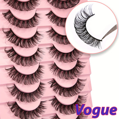 10 Pairs of Gmagictobo D Curly Russian Lashes - 3D Faux Mink, Reusable, Handmade, Soft & Light. Cruelty-Free, Easy to Apply. Long-Lasting for Dramatic Makeup.