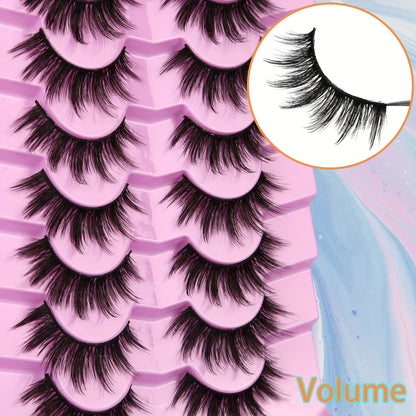 7 Pairs of 8D Fluffy Faux Mink Short Natural False Eyelashes – Dramatic Wispy Effect for Stunning Eye Look