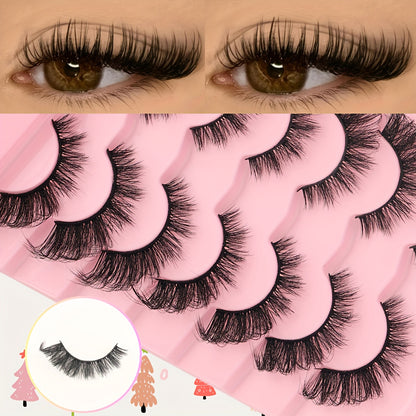 Russian Volume Cat Eye False Eyelashes, 5 & 7 Pairs Mixed Styles, Self-Adhesive D & DD Curl, Reusable, Beginner-Friendly, Natural Look, Extra Long Fluffy Lashes