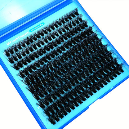 Luxe Faux Mink Eyelashes - D Curl, Thick & Fluffy Cluster Extensions, 10-16mm, DIY Individual Lashes for Beginners, Reusable