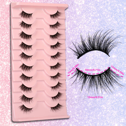 3D Crisscross Fluffy Half Eye Lashes - Soft, Reusable, Super Natural Extension False Eyelashes for Daily Makeup and Party - Easy to Apply, Long-Lasting, Comfortable Wear