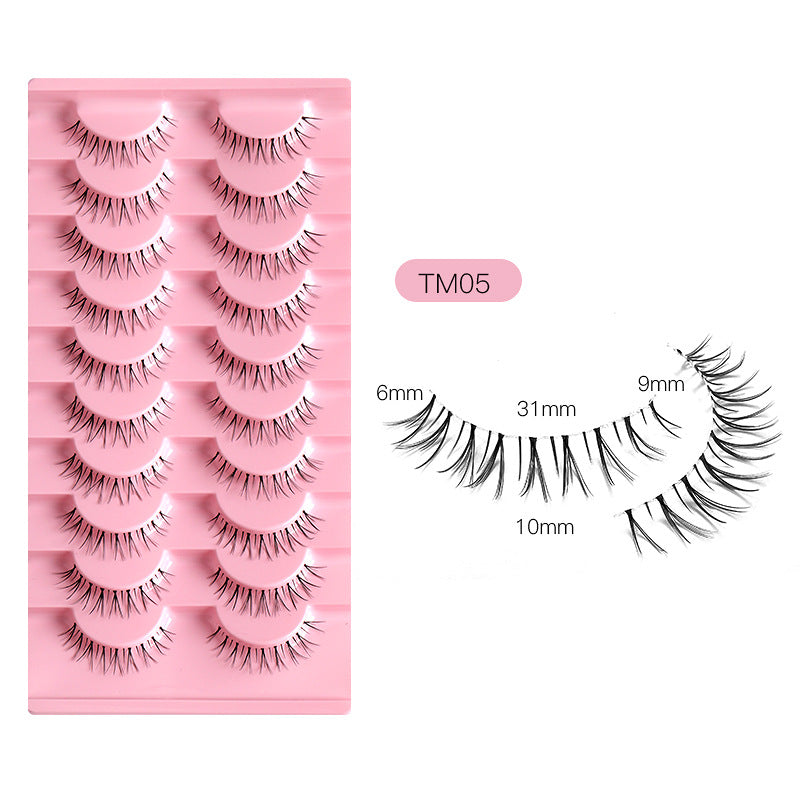 100PCS 10 Pairs Wholesale of Little Devil False Eyelashes with Naturally Tapered, Lightweight, Transparent Fishing Line Stems and Fairy Lashes