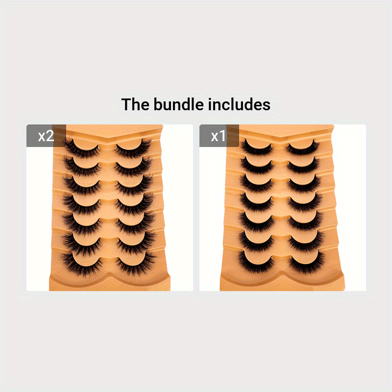 CURSAVELA 7 Pairs Faux Mink Lashes, Natural Look False Eyelashes, Wispy Cat Eye Lashes, Fluffy 3D Lashes, Natural Fake Strip Lashes