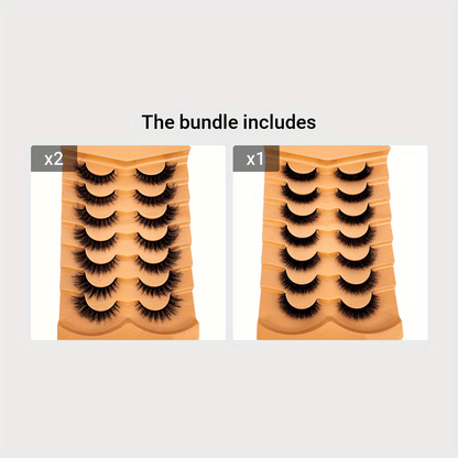 CURSAVELA 7 Pairs Faux Mink Lashes, Natural Look False Eyelashes, Wispy Cat Eye Lashes, Fluffy 3D Lashes, Natural Fake Strip Lashes