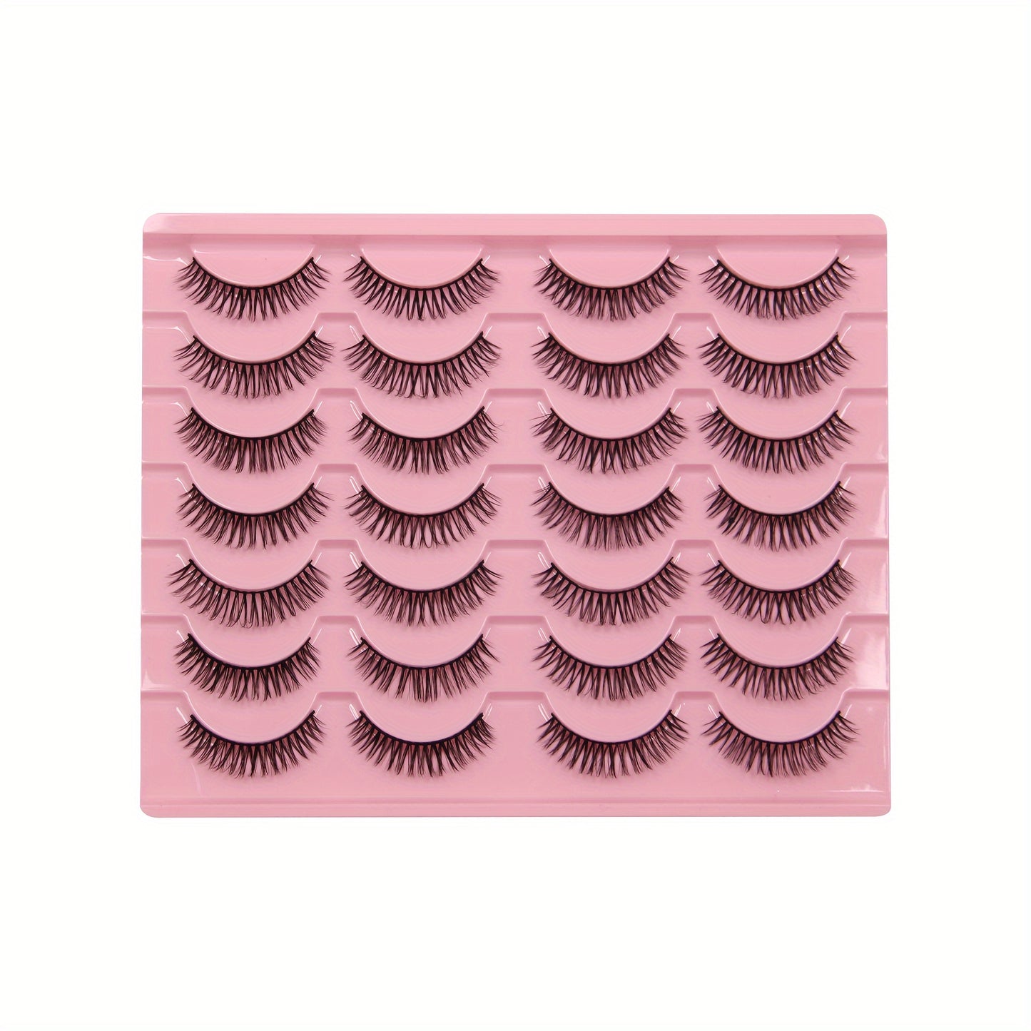 10/14/20 Pairs Natural Wispy Cat Eye Lashes, Crisscross Winged Design for Manga Eye Elongation, Clear Band, Eyelash Extension