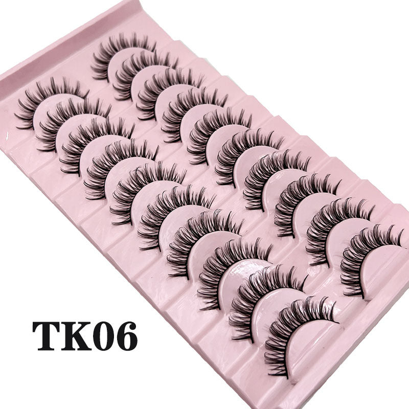 Classic Volume Eyelashes 10 Pairs Russian Strip Lashes Fluffy Faux Mink Lashes 3D False Eyelashes Dramatic Volume Curling Eyelashes Makeup