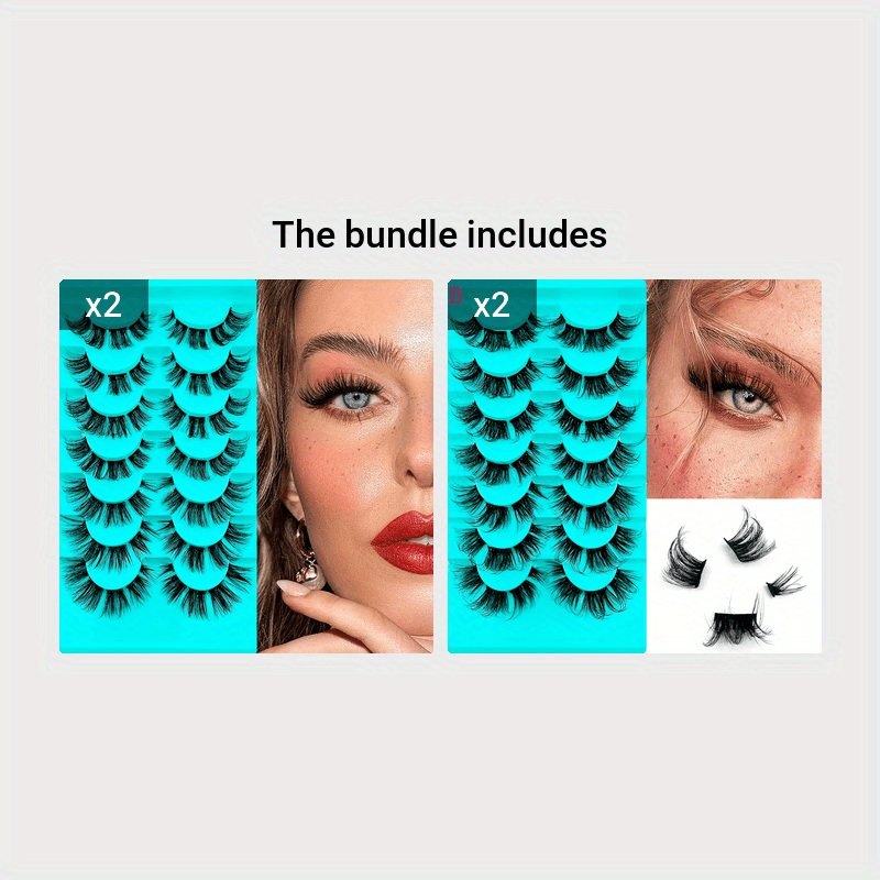 7 Pairs Eyelashes Cluster Cat Eye Curling Fluffy Thick Lashes - DIY Comfortable Sexy Faux Mink False Eyelashes