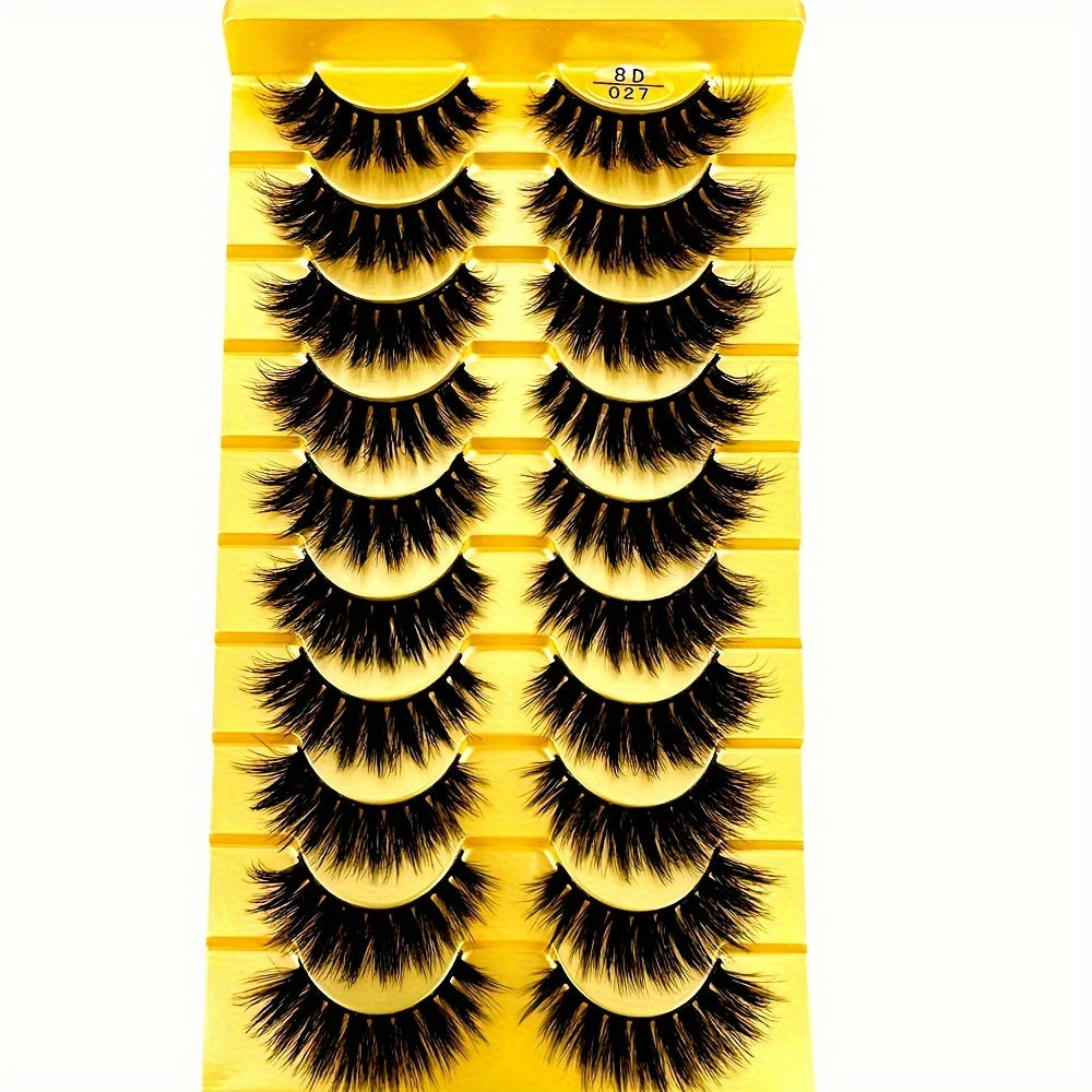 10 Pairs 3D Cat Eye Eyelashes, Fluffy & Soft Cross Style, Natural Manga-Inspired False Lashes for Daily & Glam Makeup