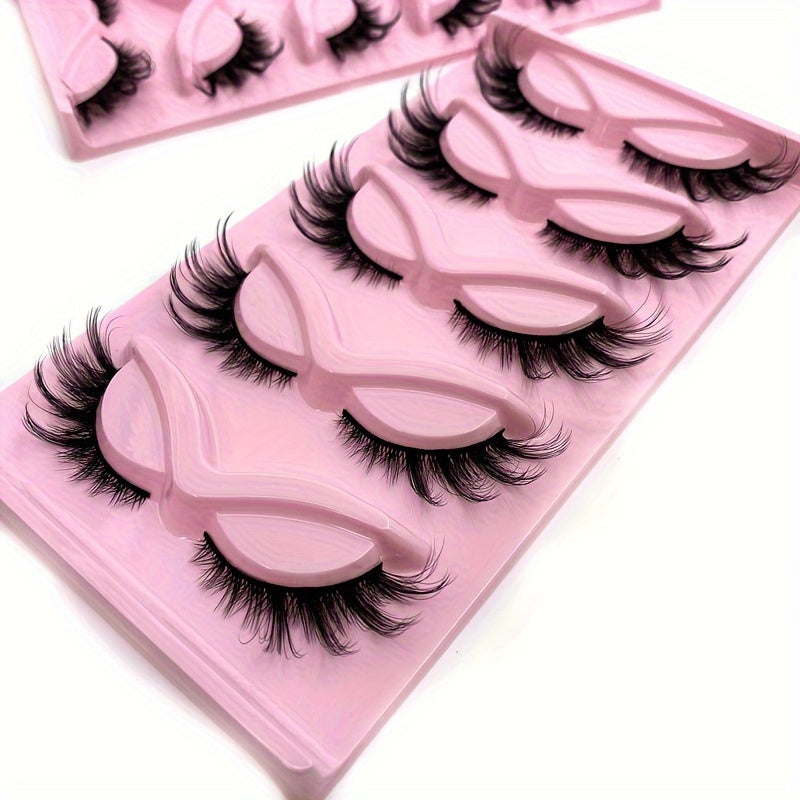 CURSAVELA 5 Pairs Fox Eye Lashes - Wispy Faux Mink Eyelashes, Fluffy Fairy Cat Eyelashes, 9D Spiky Tips False Eyelashes.