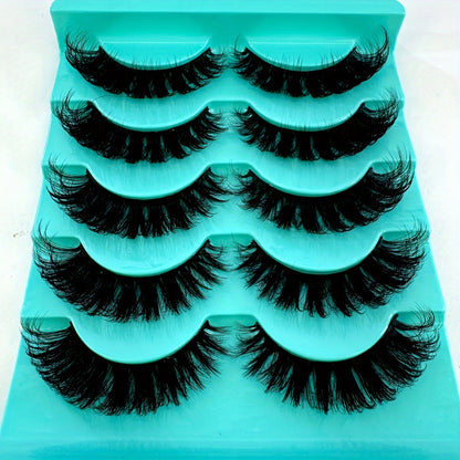 CURSAVELA 5 Pairs of 3D Cat Eye Natural False Eyelashes – D Curl Fluffy, Soft, Cross, Cartoon Style Slim Natural Lash Extensions