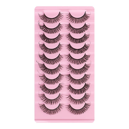 10-Pair Set of New DD Curl Russian Volume Lashes, Large Curve, Dramatic C & D Curls, Thick European & American Style Eyelashes