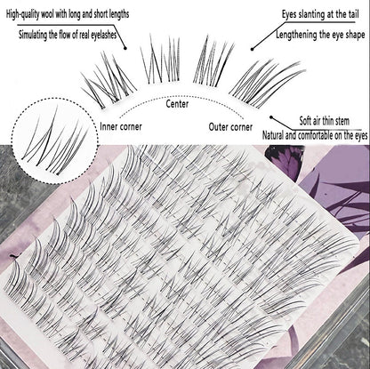 Cursavela Individual DIY lashes Velvet Mist Fox Segmented Fairy Lashes | Natural Cold Ethereal Broken Vibe Fox-Style False Lashes