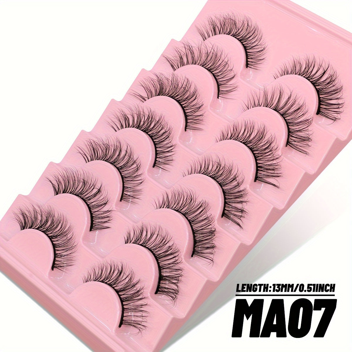 CURSAVELA 7 Pairs C Curl Luxurious 3D Faux Mink Manga Lashes - Natural Fluffy Cross Design