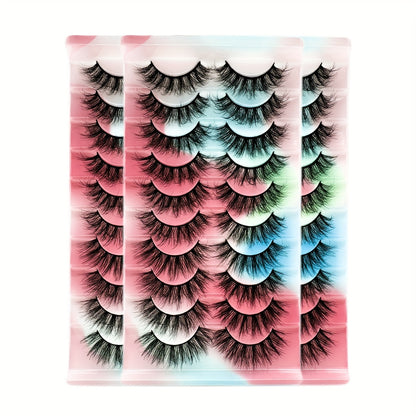 Classic Volume Eyelashes 10 Pairs of 3D Natural False Eyelashes – Ultra-Wispy, Dramatic Volume, Long, Handcrafted