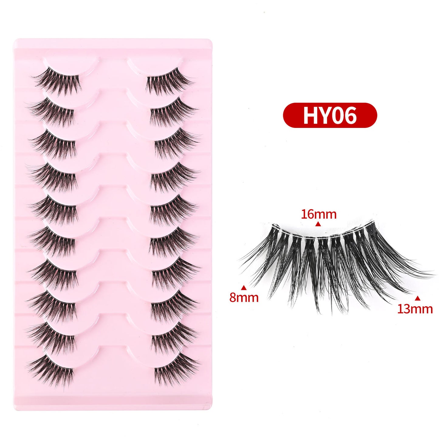 CURSAVELA Cat Eye Lengthening Transparent Stem False Eyelashes 10 Pairs/Set, Dense and Natural Tail Extension Design