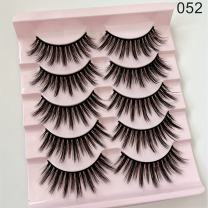 5 Pairs Dramatic Manga Lashes, 3D Wispy Cross Style, Reusable & Lightweight for Anime-Inspired Look