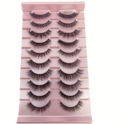 Classic Volume Eyelashes 10 Pairs Mixed Styles 3D Mink False Eyelashes Set, Handmade Wispy Fluffy Long Lashes, Delicate Eye Makeup Tools, Reusable Fake Eyelashes