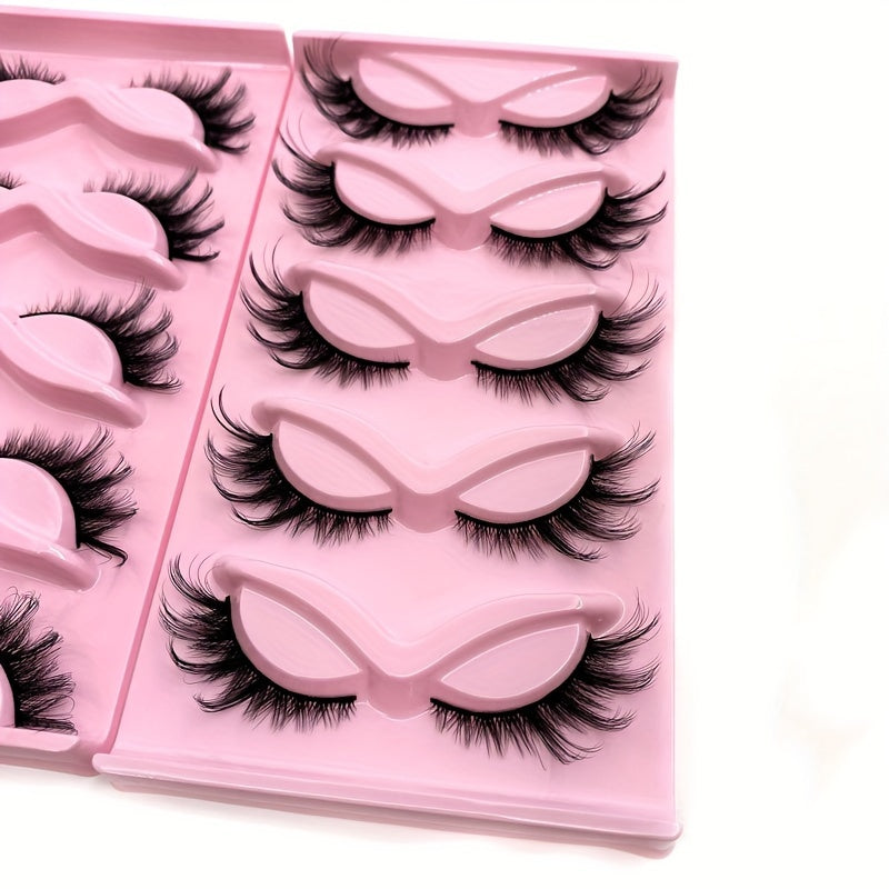 CURSAVELA 5 Pairs 9D Fox Eye Wispy Lashes - Fluffy Faux Mink Cat Eye Spiky Fairy Lashes