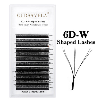 CURSAVELA W Pre-Made Eyelashes Premium Mink 3D,4D,5D,and 6D Pre-made False Eyelashes.W Shape for a Soft,Natural Look.