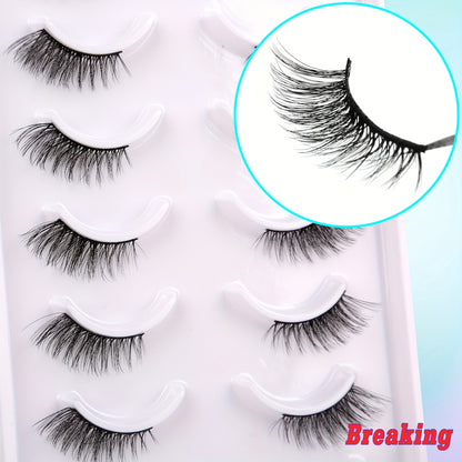 False Eyelashes Natural Look Half Lashes Short Wispy Lashes Pack Cat Eye 3D Faux Mink Lashes Fluffy Fake Eyelashes 10 Pairs Multipack