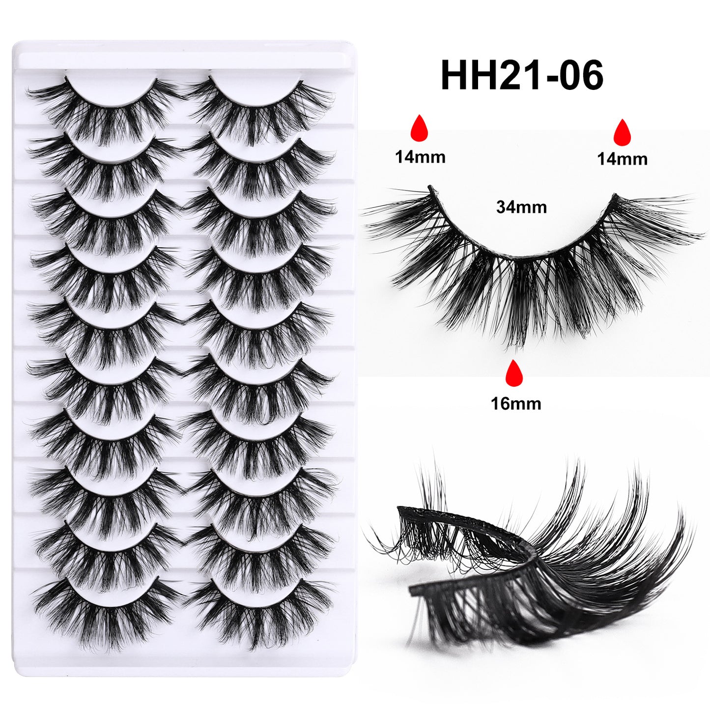 100pcs CURSAVELA Thick Eyelashes 10 Pairs Set, European Style Long Black Stems