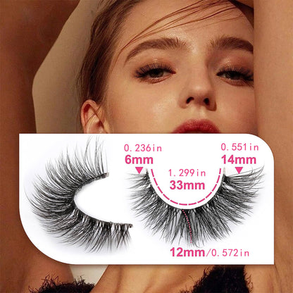 CURSAVELA 7 Pairs Luxurious Faux Mink Short Lashes - Natural Fluffy 3D Invisible Effect, Transparent Stem, Reusable