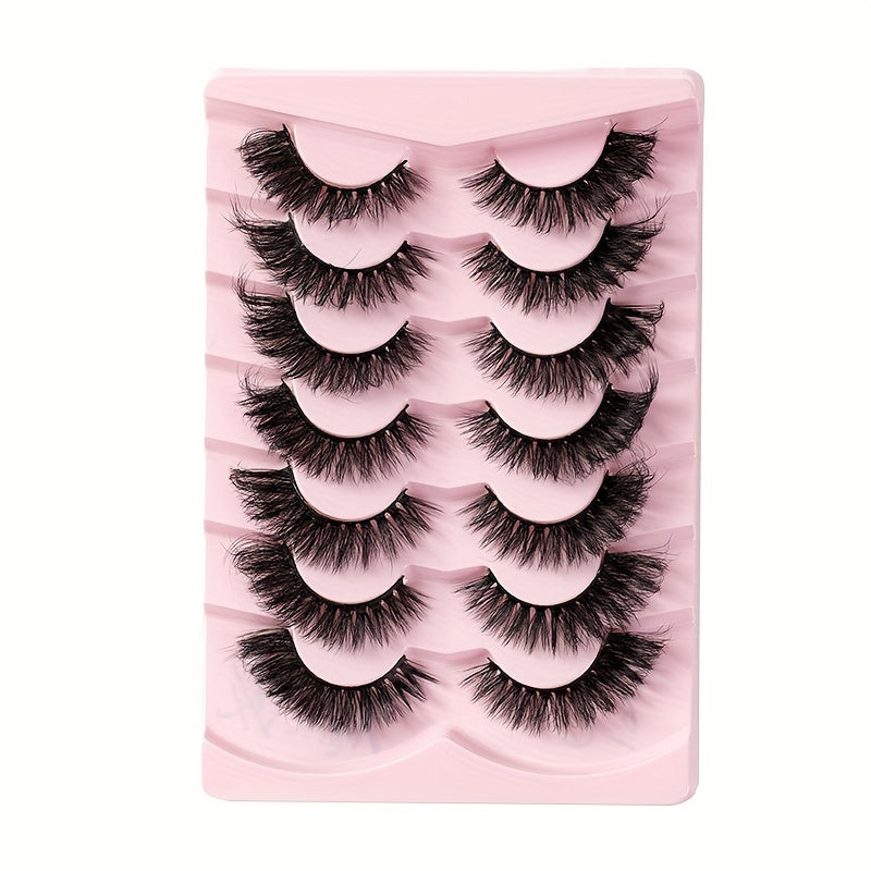 Classic Volume Eyelashes  7 Pairs Fluffy False Eyelashes, Cat Fox Eye Effect, D-Curl 8D Thick Dramatic Lashes that Look Like Lash Extensions