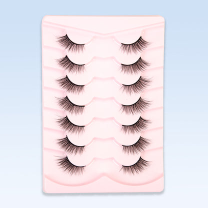 CURSAVELA 7 Pairs Half Eye 3D Short Cat Eye False Eyelashes, Faux End-Half Style