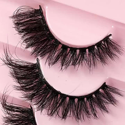 Classic Volume Eyelashes  7 Pairs Fluffy False Eyelashes, Cat Fox Eye Effect, D-Curl 8D Thick Dramatic Lashes that Look Like Lash Extensions