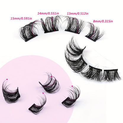 CURSAVELA Individual DIY lashes 7 Pairs Wispy Cat Eye - 15mm 5D Fluffy Design for a Natural Dramatic Look, Perfect for Everyday Use