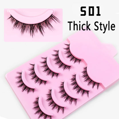 wholesale 100pcs Barbie Comic-inspired Little Devil False Eyelashes with Natural Cotton Thread Stems, Fairy Lashes in Natural &amp; Thick Styles