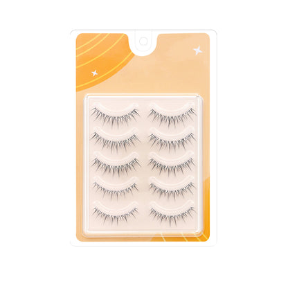 100 pcs Little Devil One-Piece Full Strip Lashes | Realistic Natural Transparent Band Lashes | 5 Pairs of Voluminous Eyelashes Wholesale